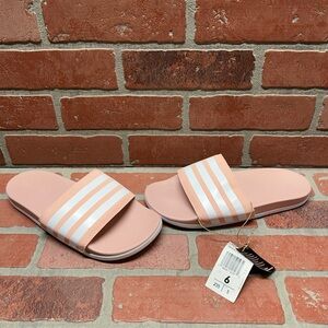 adidas 'ADILETTE COMFORT' Pink/White Slide Sandals Women's Size 6